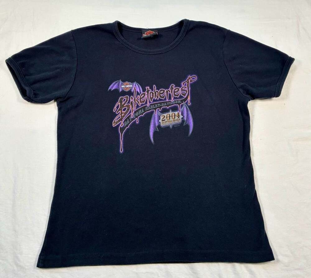 Vintage 2004 Harley-Davidson Biketoberfest Daytona Beach Bat Wing Graphic T-Shir